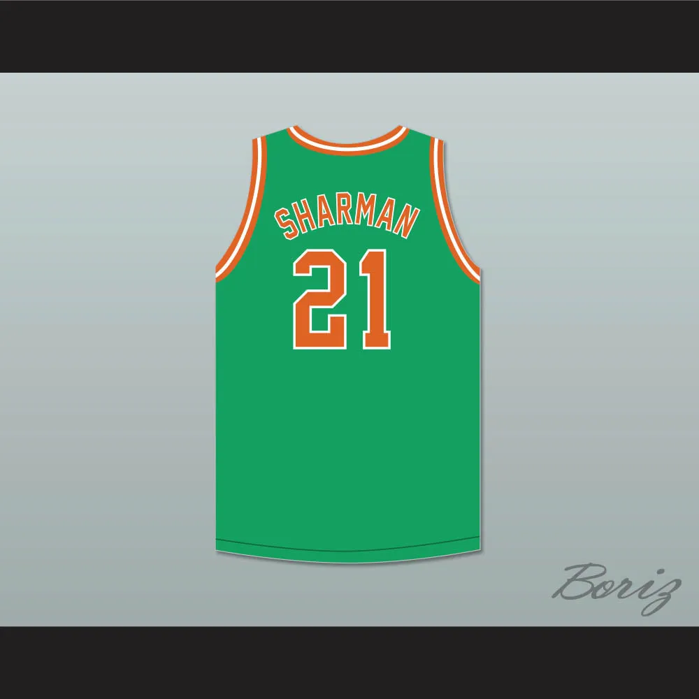Bill Sharman 21 Porterville High School Panthers Green Basketball Jersey 2