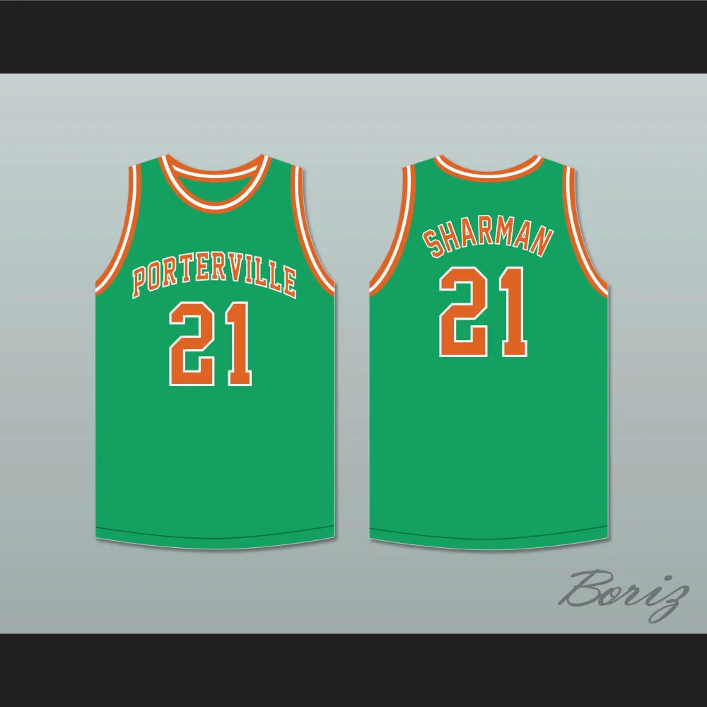 Bill Sharman 21 Porterville High School Panthers Green Basketball Jersey 2