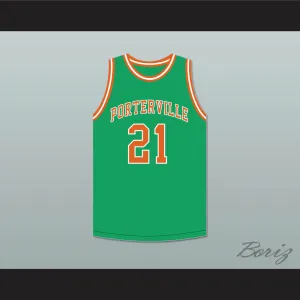 Bill Sharman 21 Porterville High School Panthers Green Basketball Jersey 2
