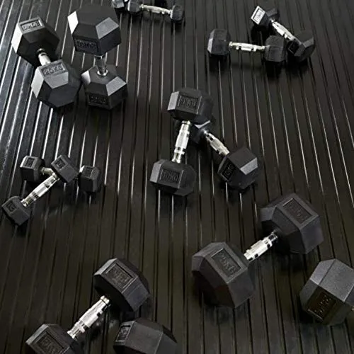 BK Sports Hexagonal 10kg Rubber Coated Fixed Dumbbell Single Piece for Home and Commercial Use Fitness and Exercise, Black
