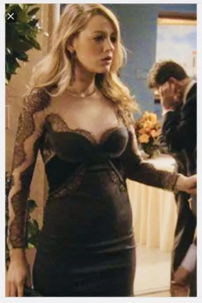 Black Blake Lively Little Black Dress Lace Prom Celebrity Evening Dress Serena Van Der Woodsen Gossip Girl
