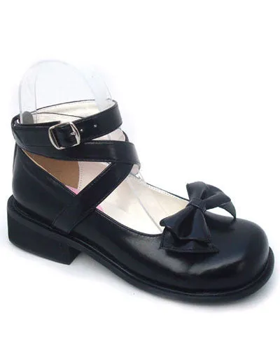 Black Bow PU Lolita Shoes