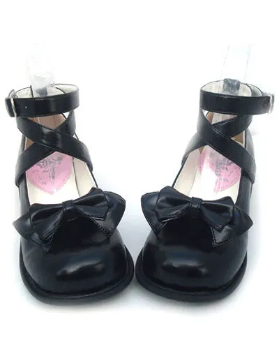 Black Bow PU Lolita Shoes