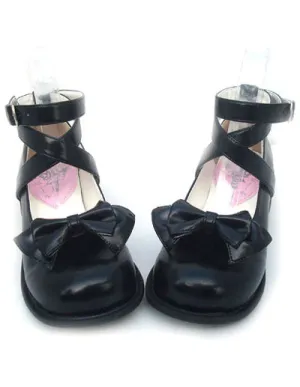 Black Bow PU Lolita Shoes