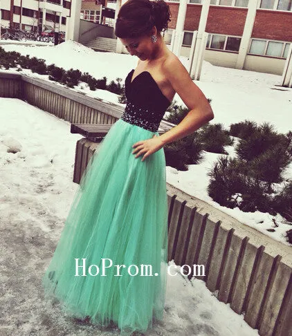 Black Green Prom Dresses,A-Line Prom Dress,Evening Dresses