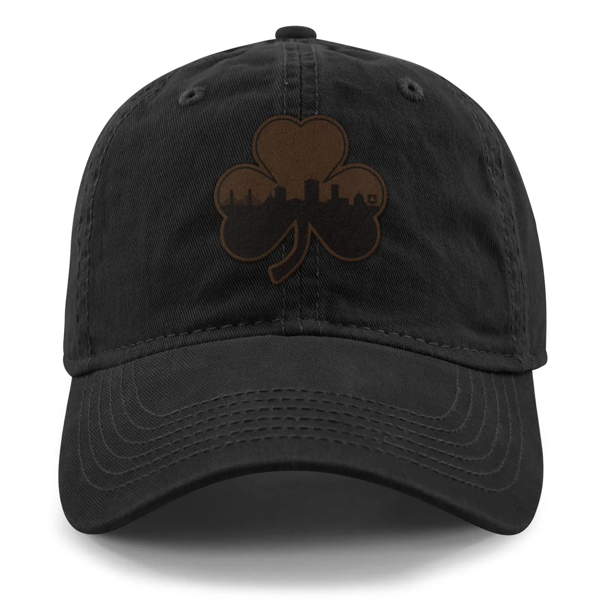 Boston Shamrock Skyline Leather Patch Dad Hat