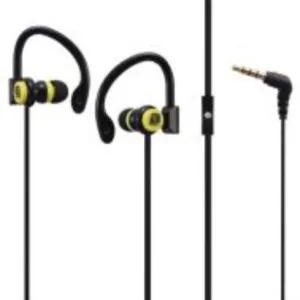 Bounce Break series hook-on earphones, Black & Yellow BO-1004-BKYL