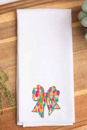 Brushed Colorful Coquette Bow Waffle Kitchen Towel