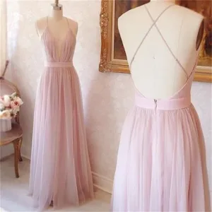 Cheap Simple Unique Design Deep V Neck Spaghetti Straps Pretty Prom Dress , PD0329