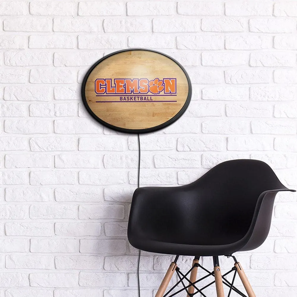 Clemson Tigers: Hardwood - Oval Slimline Lighted Wall Sign