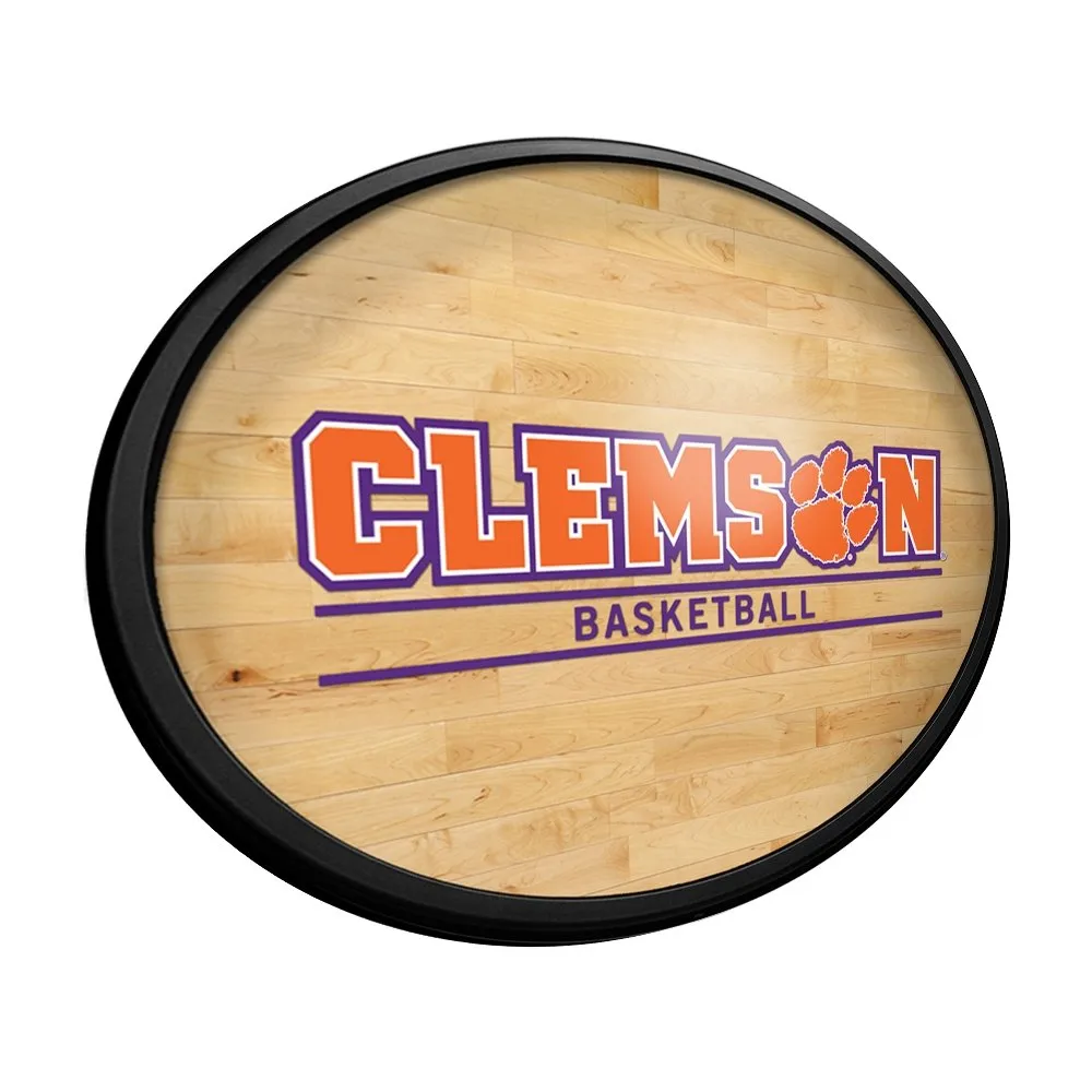 Clemson Tigers: Hardwood - Oval Slimline Lighted Wall Sign