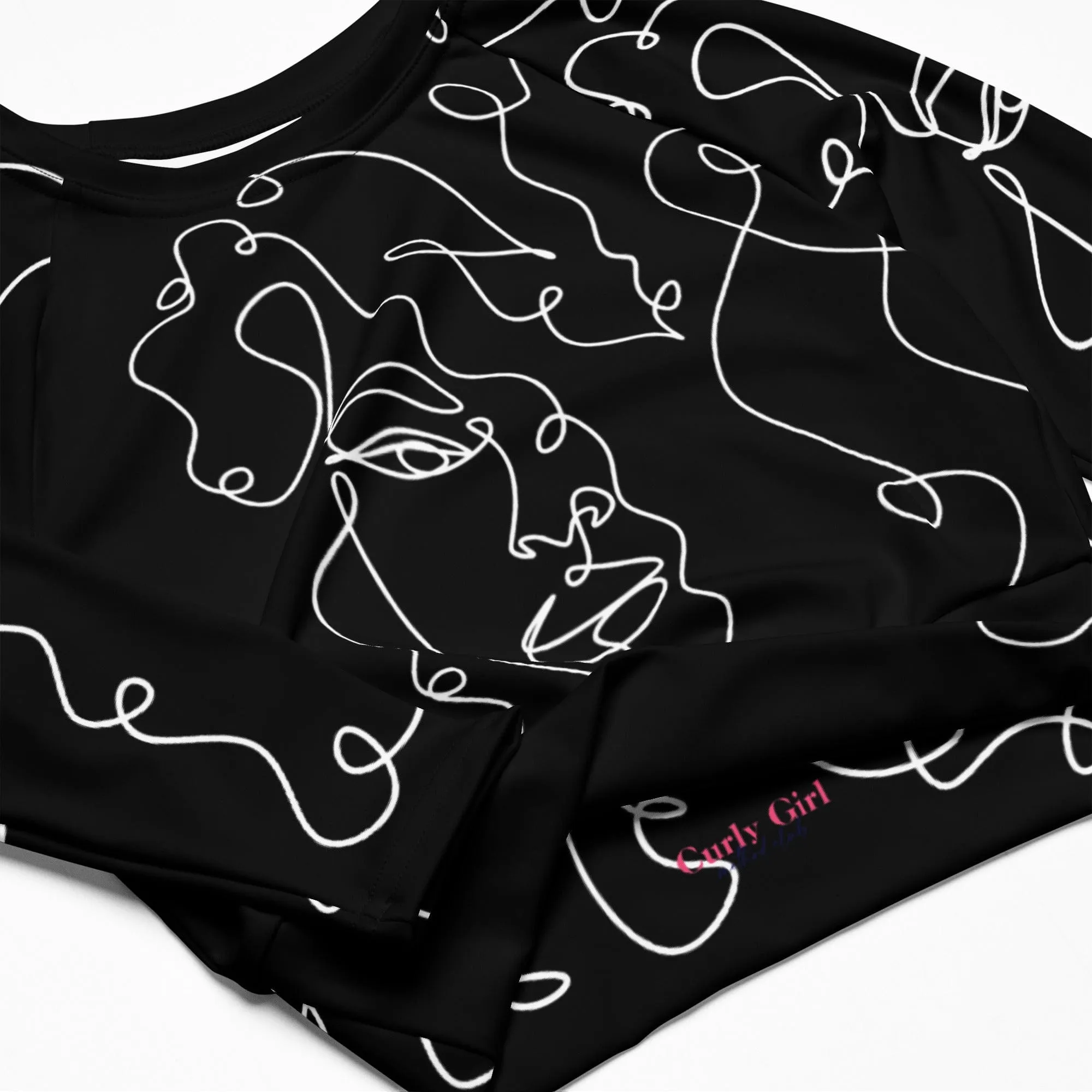 CurlyGirl long-sleeve crop top in black