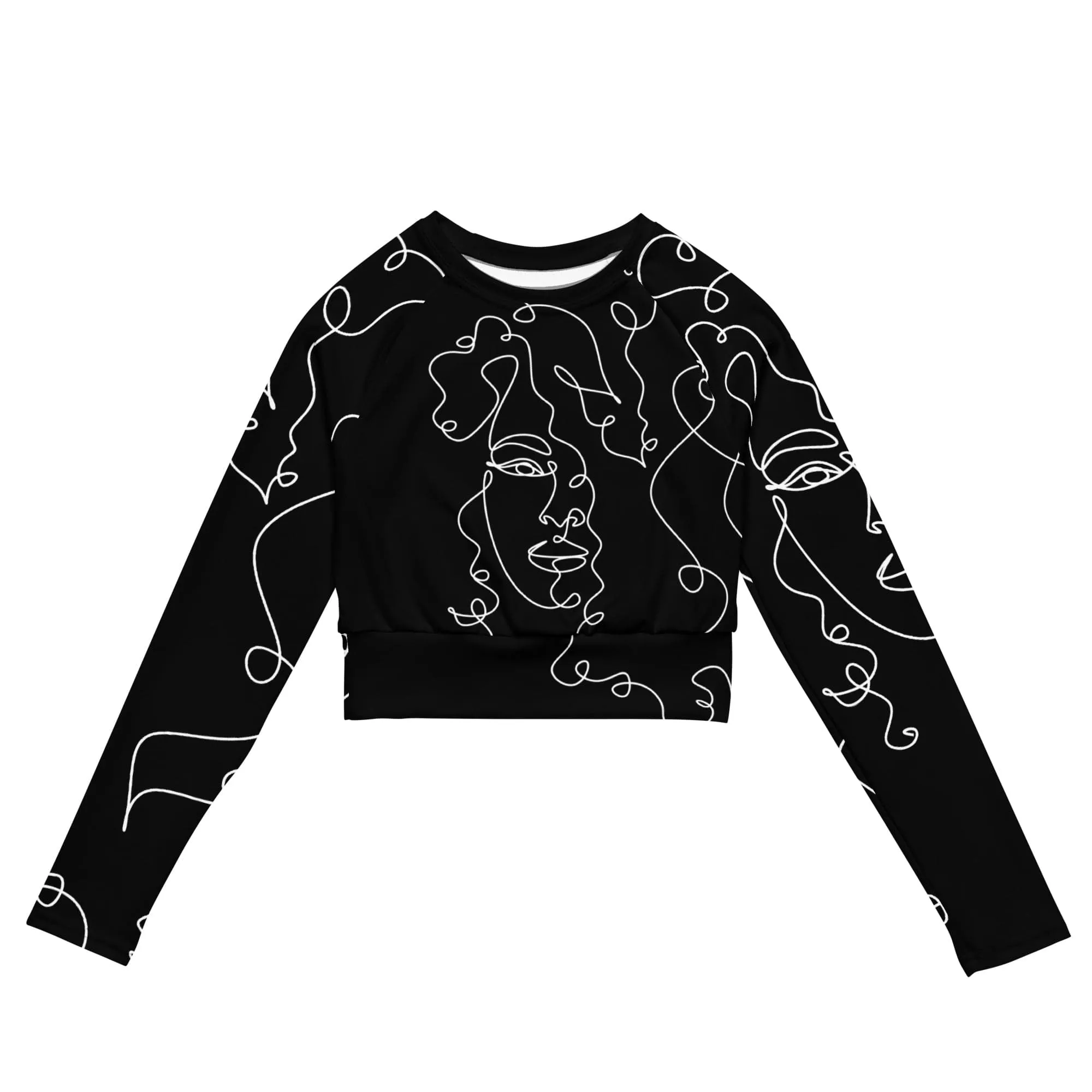 CurlyGirl long-sleeve crop top in black