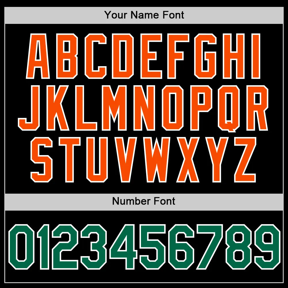 Custom Black Kelly Green-Orange Authentic Throwback Basketball Jersey
