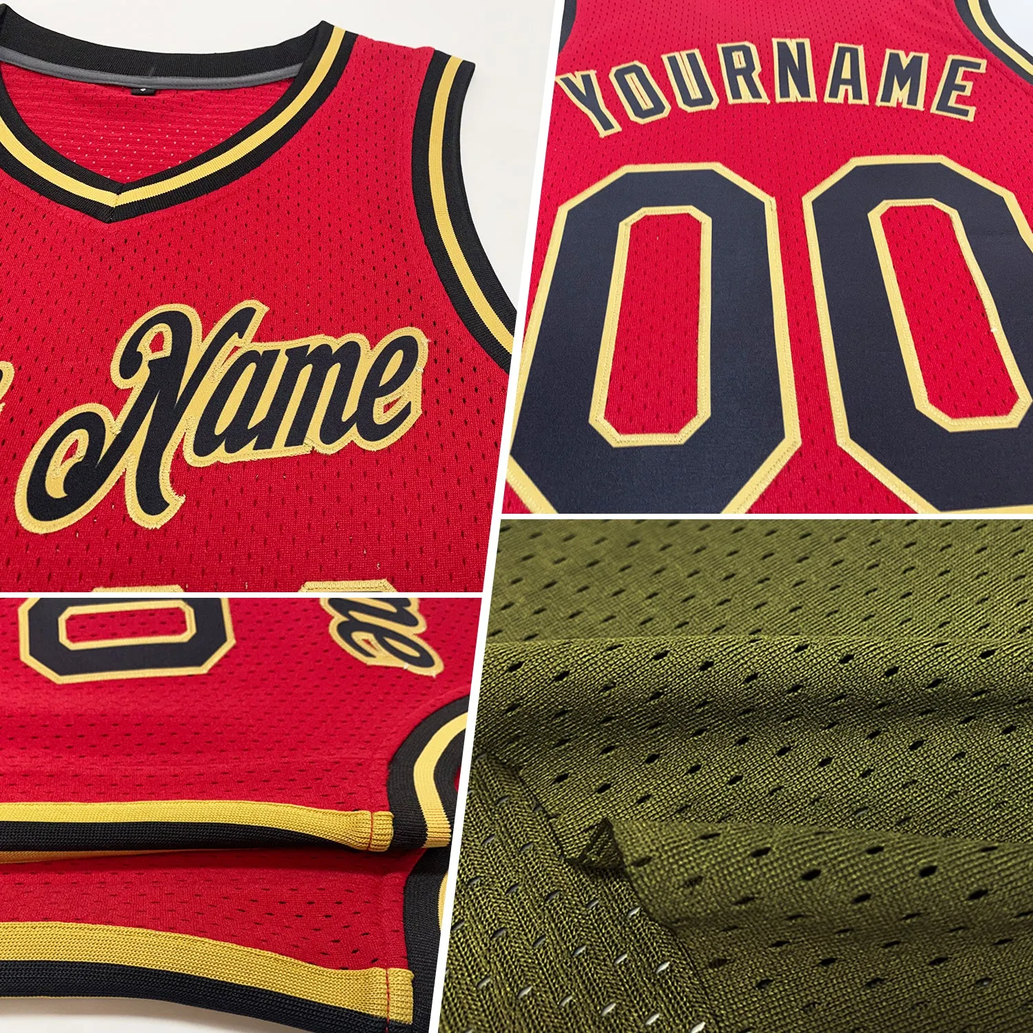 Custom Olive White-Gold Authentic Throwback Salute To Service Basketball Jersey