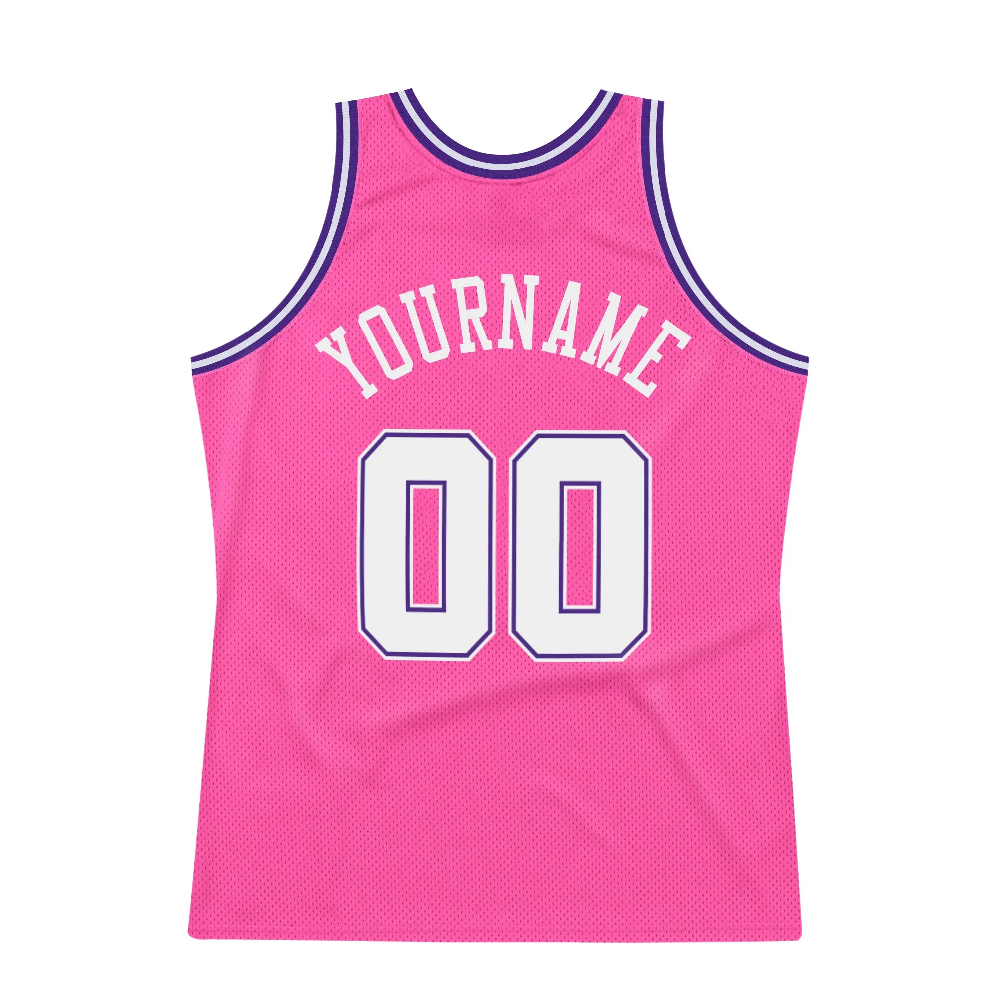 Custom Pink White-Purple Authentic Throwback Basketball Jersey