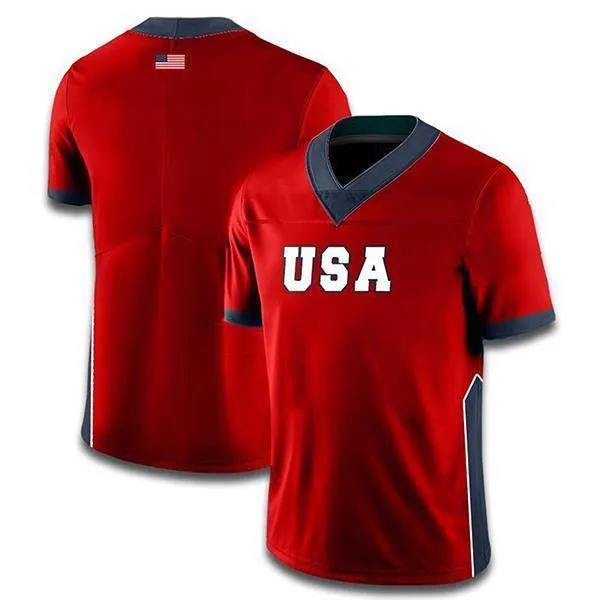 Custom USA Football Jersey (Red)