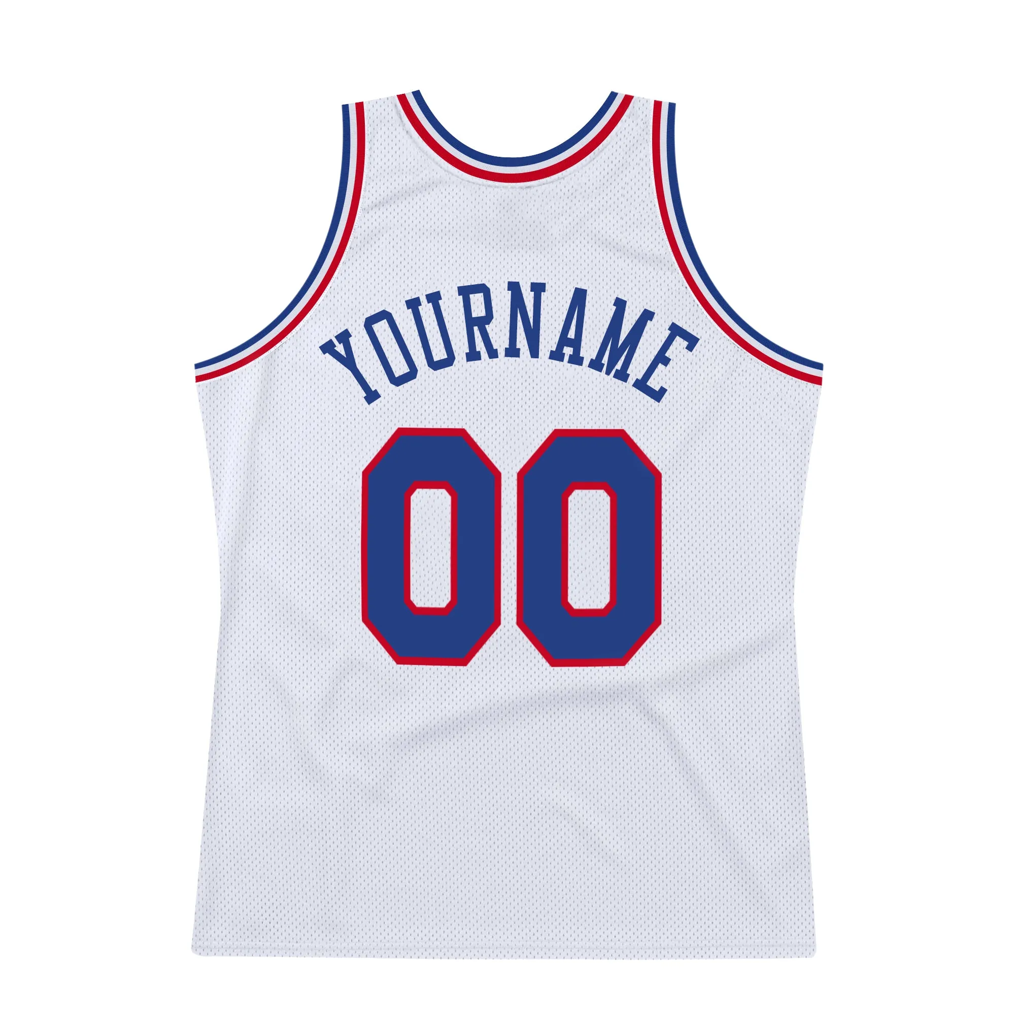 Custom White Royal-Red Authentic Throwback Basketball Jersey