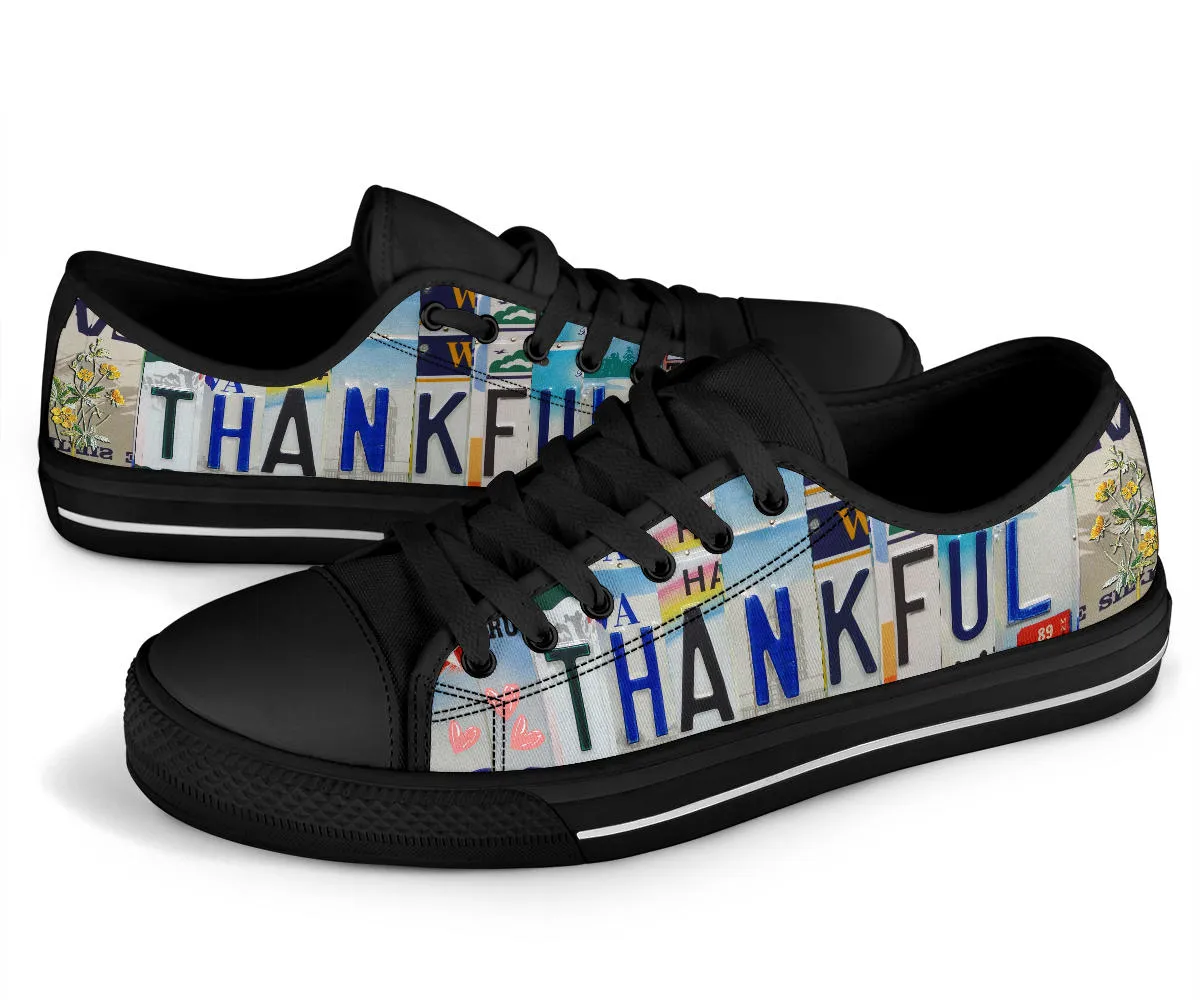 Custom Wildflower Thankful Canvas Shoes: Spread Gratitude in Every Step