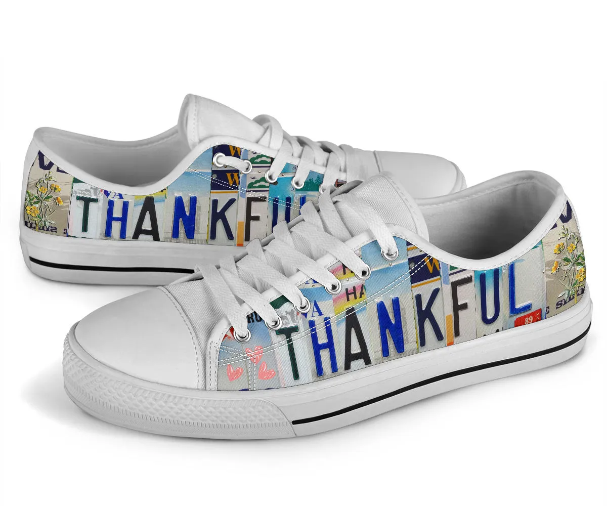 Custom Wildflower Thankful Canvas Shoes: Spread Gratitude in Every Step