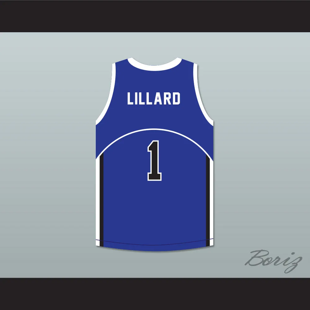 Damian Lillard 1 Oakland High School Wildcats Blue Basketball Jersey 2