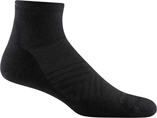 Darn Tough Mens 1055 Run Coolmax 1/4 Crew Ultra-Lightweight with Cushion Merino Wool Socks