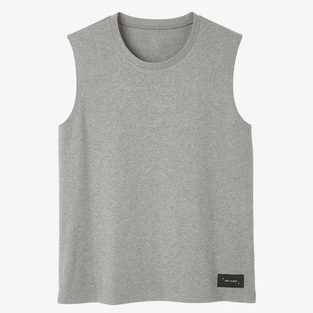 Débardeur Fitness homme col rond droit coton - 500 Cosmeto gris chiné extensible