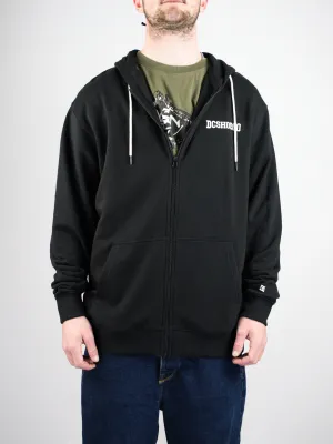 Dc Shoes - Base Line Zip Through Hoodie - Embroidered Logo - Black