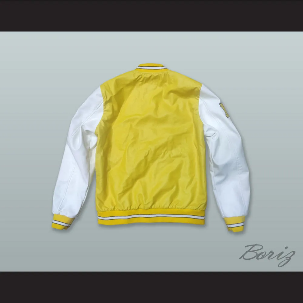 Deaundre Davis 14 Bannon High School Basketball Yellow and White Lab Leather Varsity Letterman Jacket
