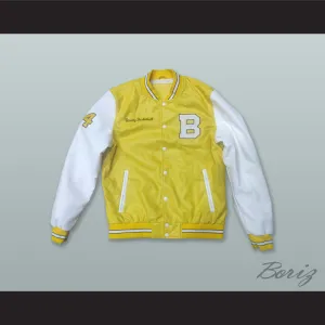 Deaundre Davis 14 Bannon High School Basketball Yellow and White Lab Leather Varsity Letterman Jacket
