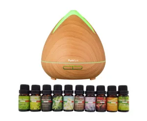 Diffuser Set With 10 Pack Diffuser Oils Humidifier Aromatherapy - Light Wood
