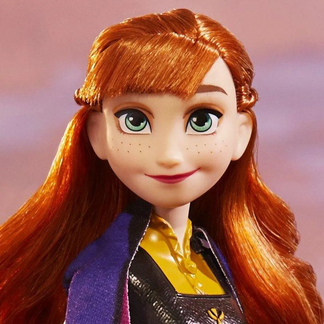 Disney Frozen 2 Frozen Shimmer Anna Fashion Doll, Skirt, Shoes, and Long Red Hair , Black