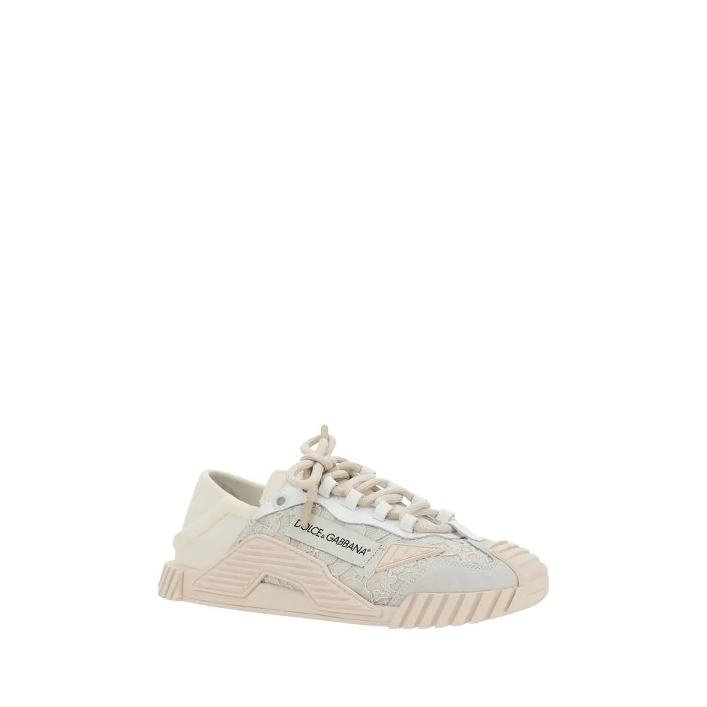 Dolce&Gabbana Women Ivory Sneakers Leather Lace Up Superflex Sole Trainer Shoes
