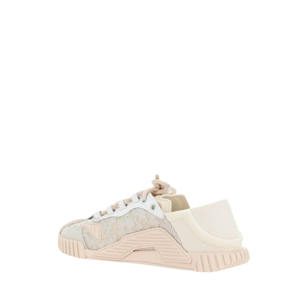 Dolce&Gabbana Women Ivory Sneakers Leather Lace Up Superflex Sole Trainer Shoes