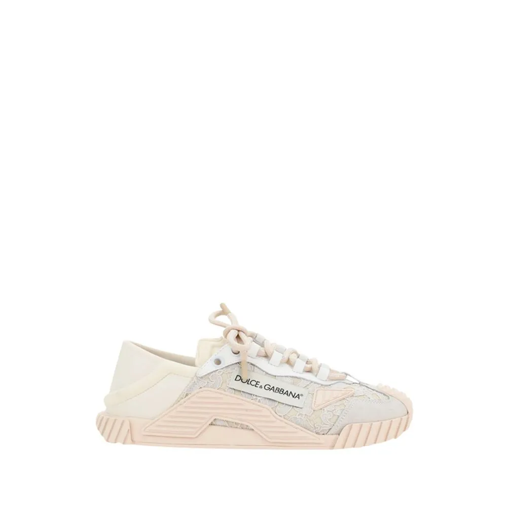 Dolce&Gabbana Women Ivory Sneakers Leather Lace Up Superflex Sole Trainer Shoes