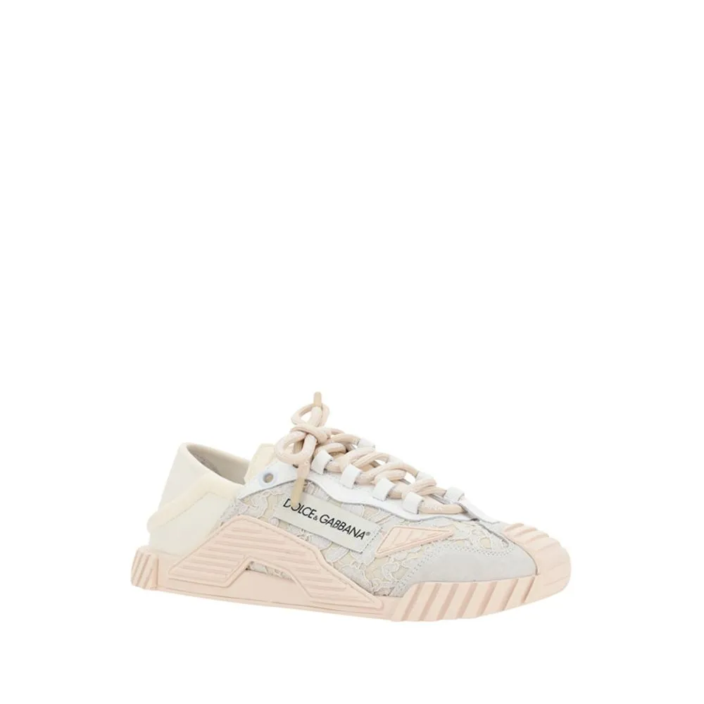 Dolce&Gabbana Women Ivory Sneakers Leather Lace Up Superflex Sole Trainer Shoes