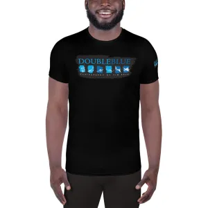 Double Blue Logo All-Over Print Men's Athletic T-shirt