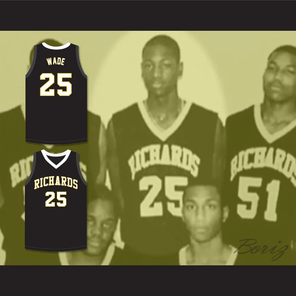Dwyane Wade 25 Harold L. Richards High School Bulldogs Black Basketball Jersey 6