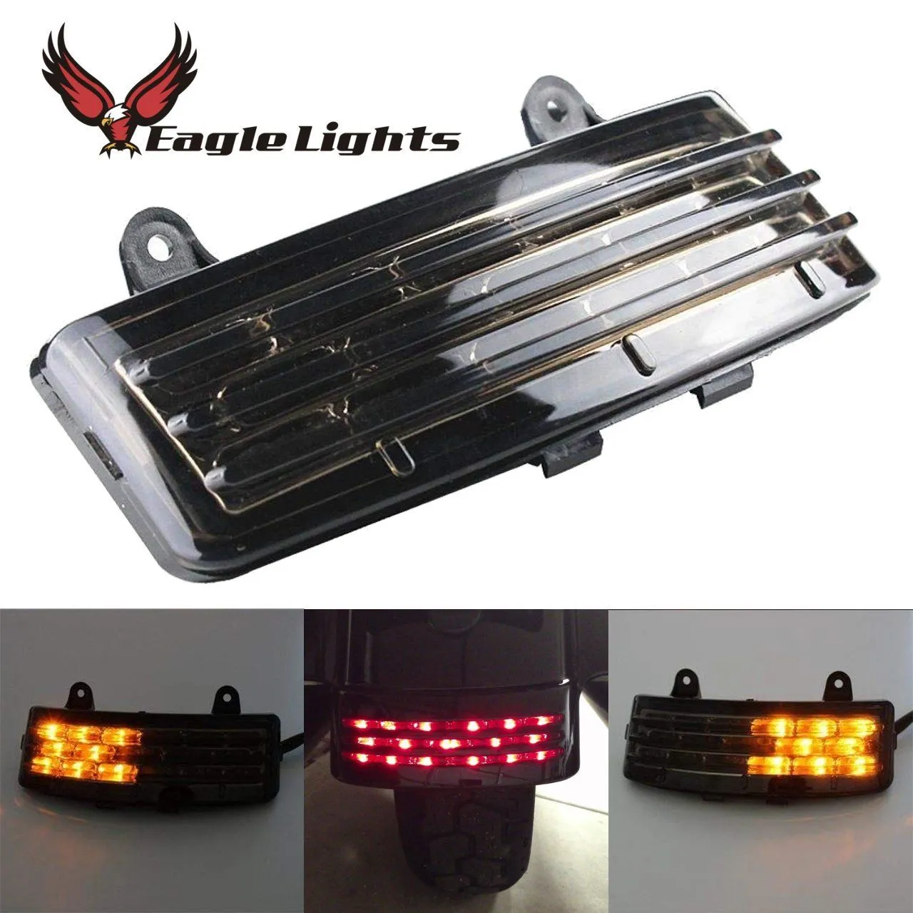 Eagle Lights Smoked Tri-Bar LED Brake Light with Turn Signals For 2006 - 2009 Harley Davidson Street Glide Models