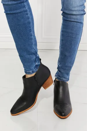 Embroidered Crossover Bootie in Black