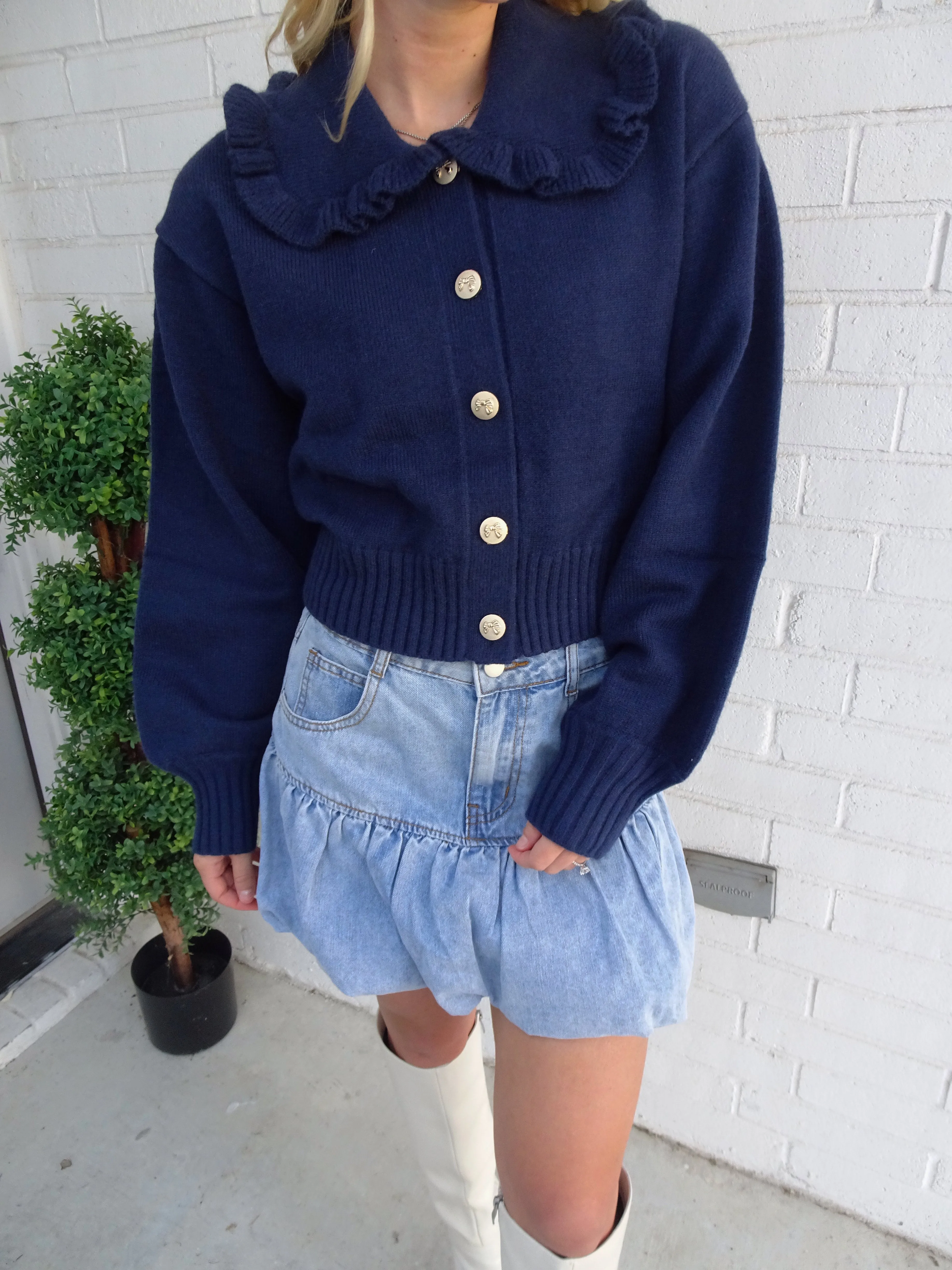 Emma Bow Button Sweater