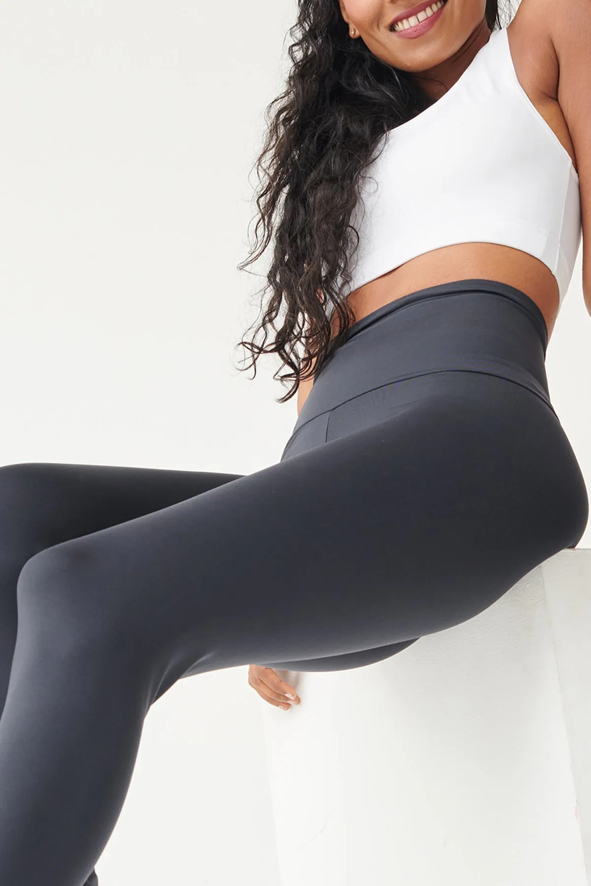 Extra Strong Compression Tummy Control Sport Running Leggings Slate