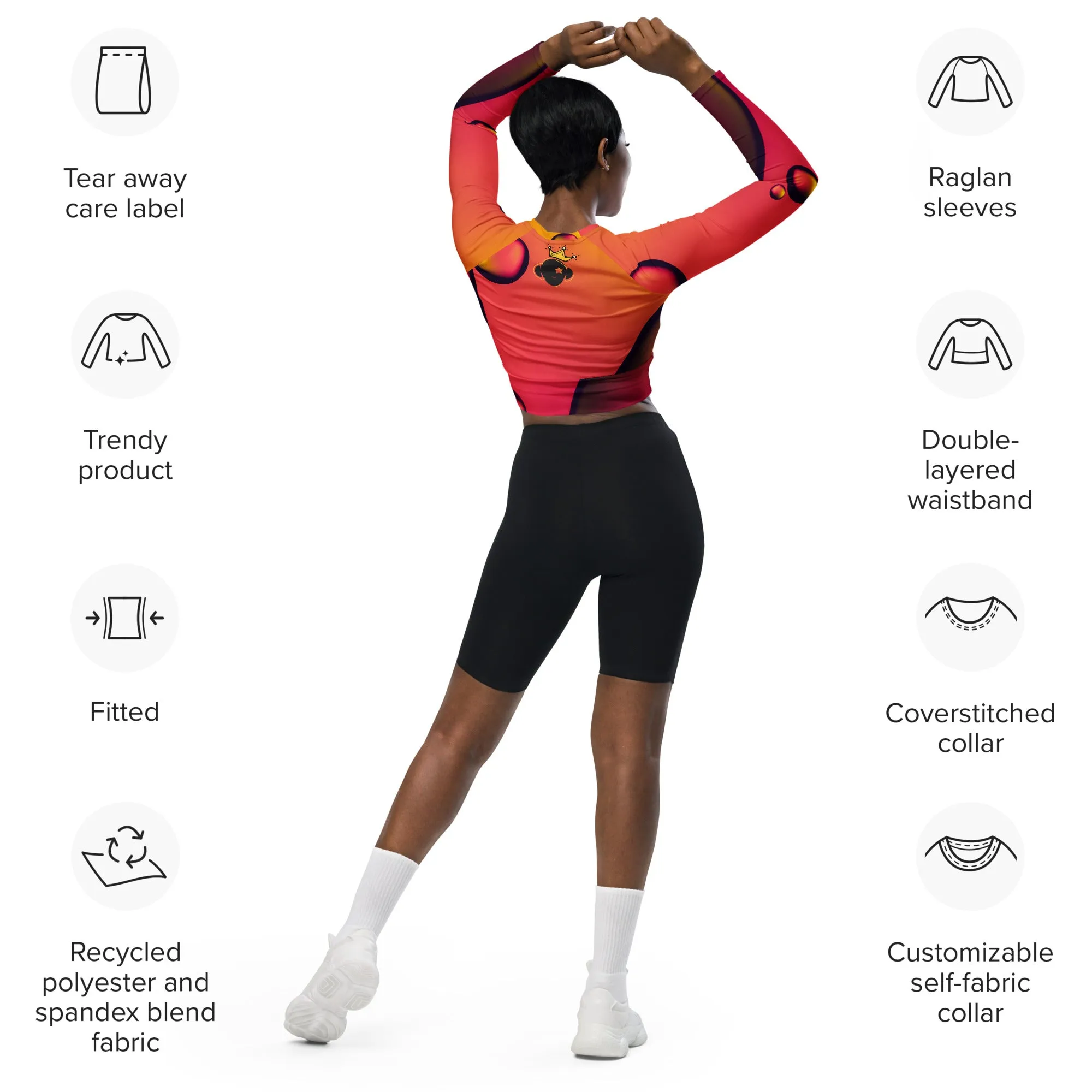 Eye candy Recycled long-sleeve crop top