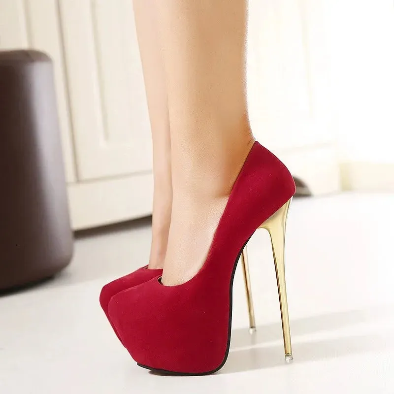 Fashion Slip-On Round Toe Flannel Pumps with Platform – Elegant High Heels
