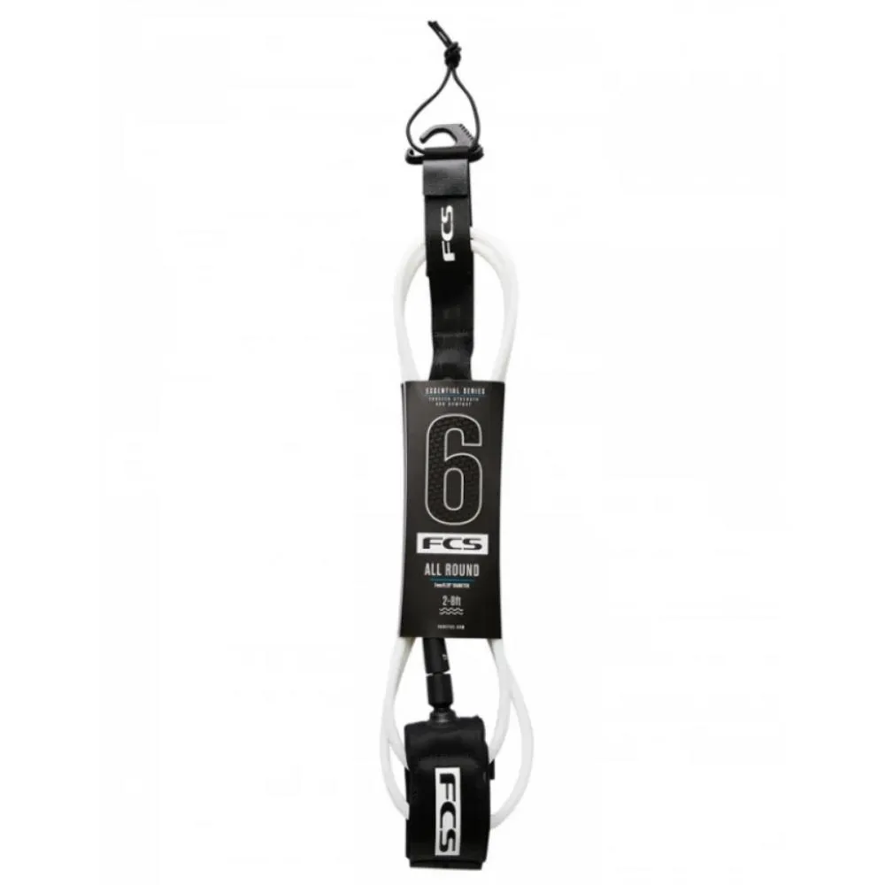 FCS ALL ROUND ESSENTIAL LEASH 9' WHITE/BLACK