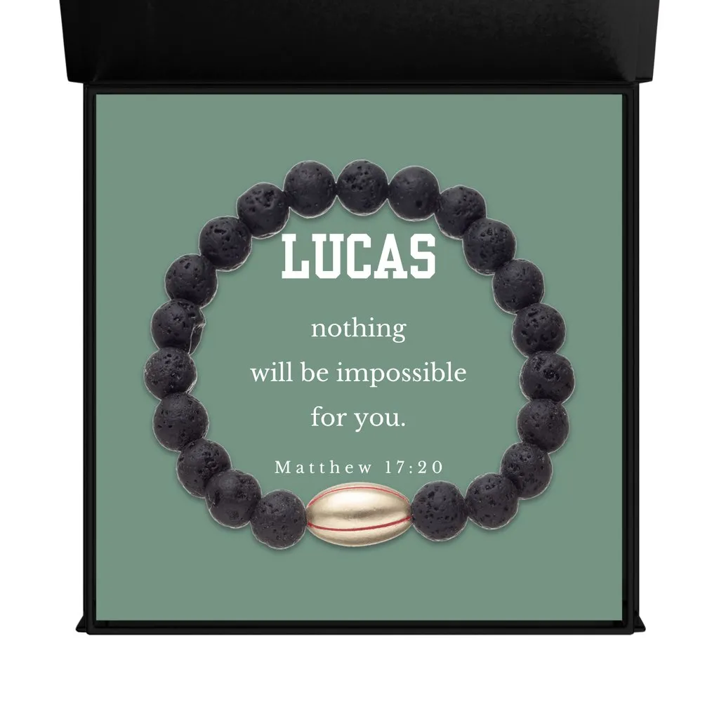 Football Charm Bead Bracelet
