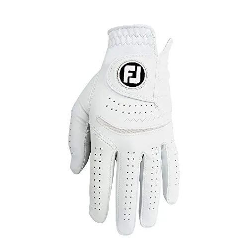 FootJoy Men's Contour FLX Golf Glove, Pearl, Medium/Large, Worn on Left Hand