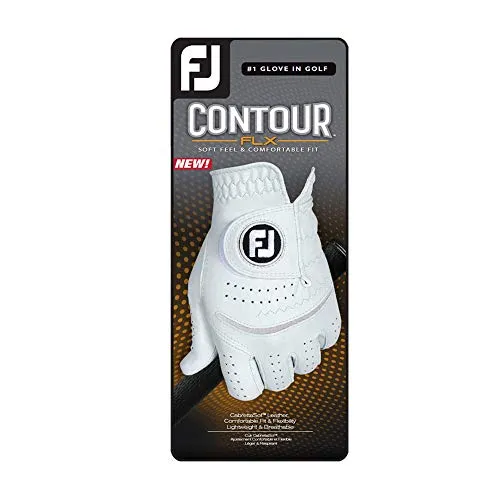 FootJoy Men's Contour FLX Golf Glove, Pearl, Medium/Large, Worn on Left Hand