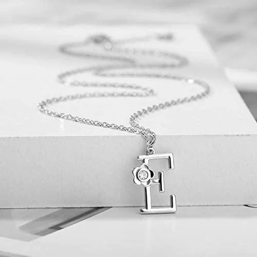 Giorgio Bergamo Stainless Steel Gold Plated A - Z, 26 Letter Cubic Zirconia Flower Initial Pendant Necklace