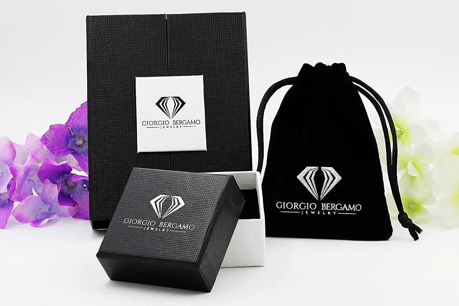 Giorgio Bergamo Stainless Steel Gold Plated A - Z, 26 Letter Cubic Zirconia Flower Initial Pendant Necklace